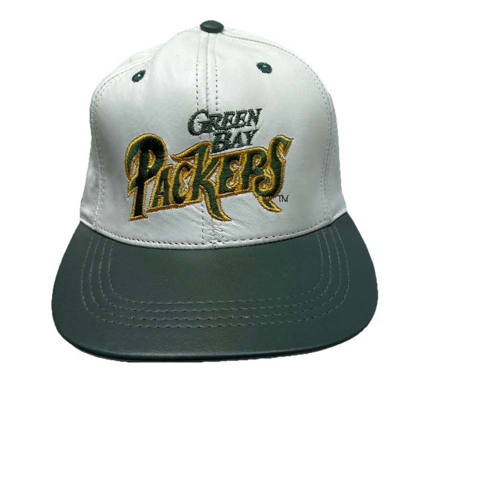 Green Bay Packers Vintage Leather Snapback Hat Made in USA